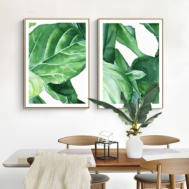 Modern Nordic Natural Tropical Leaves - Canvas Wall Art Painting | Bowlift
