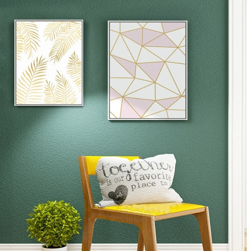 Geometric Leaves Pineapple - Canvas Wall Art Painting | Bowlift