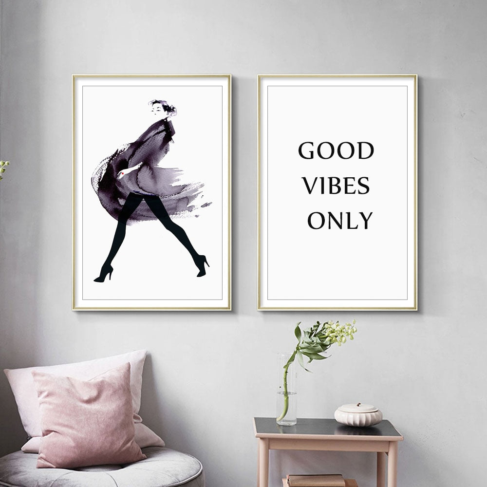 Show Good Vibes Only Quote - Canvas Wall Art Painting | Bowlift