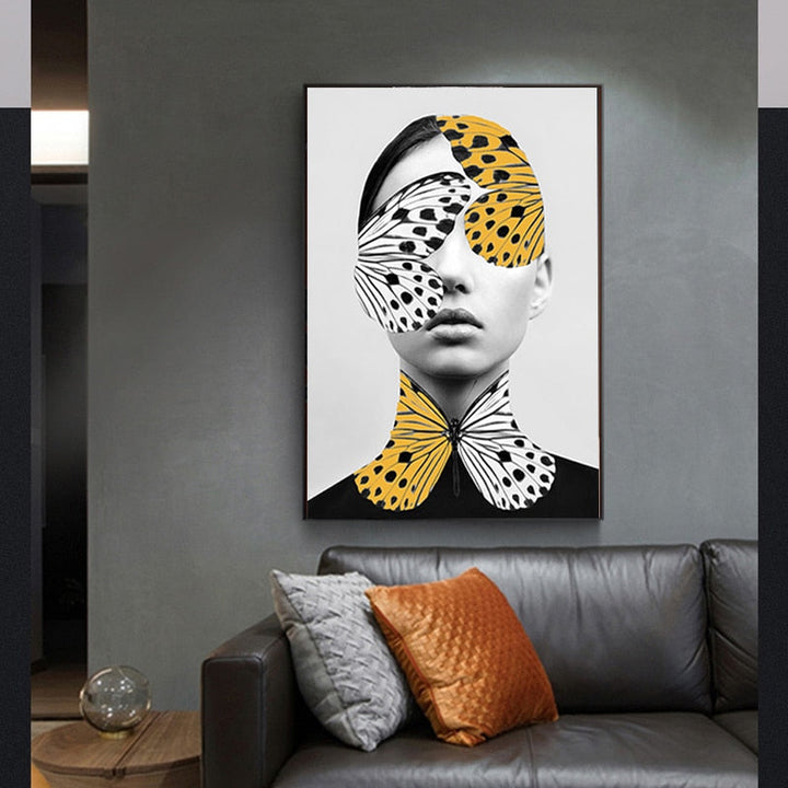 Abstract Creative Butterfly Women Wall Art Prints Poster - Canvas Wall Art Painting | Bowlift