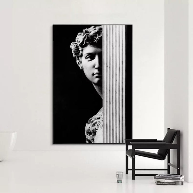 Vintage David Figure Sculpture - Canvas Wall Art Painting | Bowlift