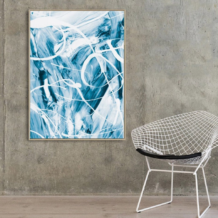 Blue Abstract Canvas Paintings Wall - Canvas Wall Art Painting | Bowlift