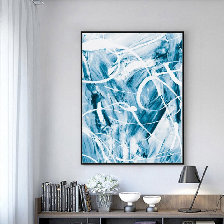 Blue Abstract Canvas Paintings Wall - Canvas Wall Art Painting | Bowlift