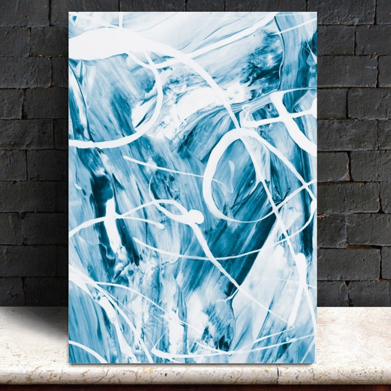 Blue Abstract Canvas Paintings Wall - Canvas Wall Art Painting | Bowlift