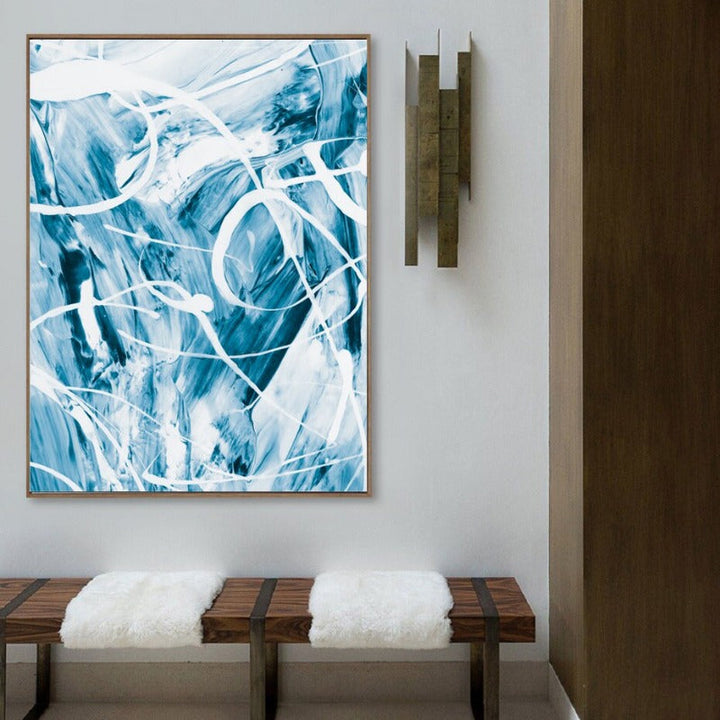 Blue Abstract Canvas Paintings Wall - Canvas Wall Art Painting | Bowlift
