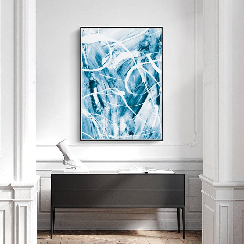 Blue Abstract Canvas Paintings Wall - Canvas Wall Art Painting | Bowlift