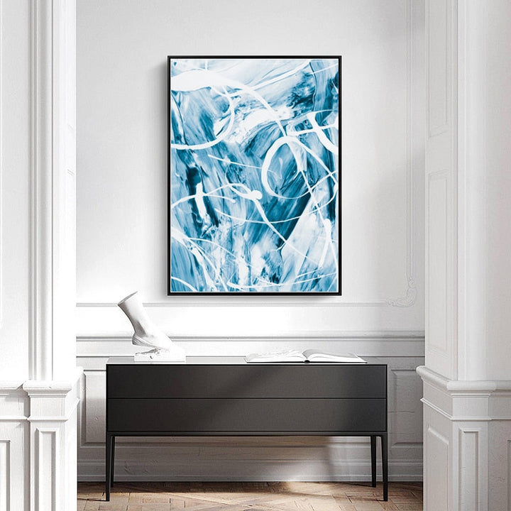 Blue Abstract Canvas Paintings Wall - Canvas Wall Art Painting | Bowlift