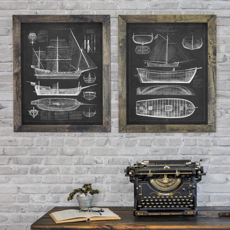 Ship Blueprint - Canvas Wall Art Painting | Bowlift