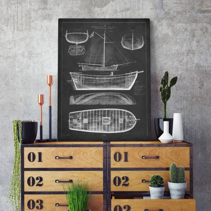 Ship Blueprint - Canvas Wall Art Painting | Bowlift