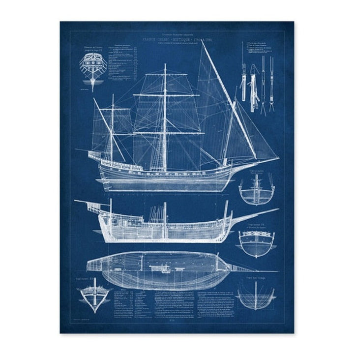 Ship Blueprint - Canvas Wall Art Painting | Bowlift