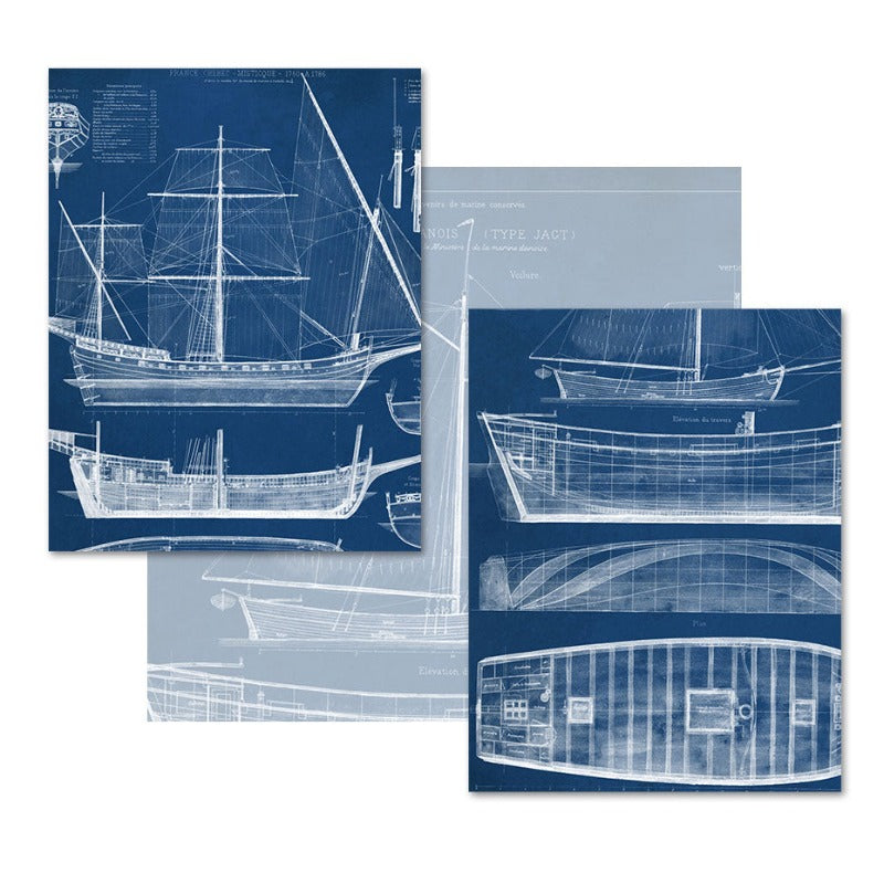 Ship Blueprint - Canvas Wall Art Painting | Bowlift