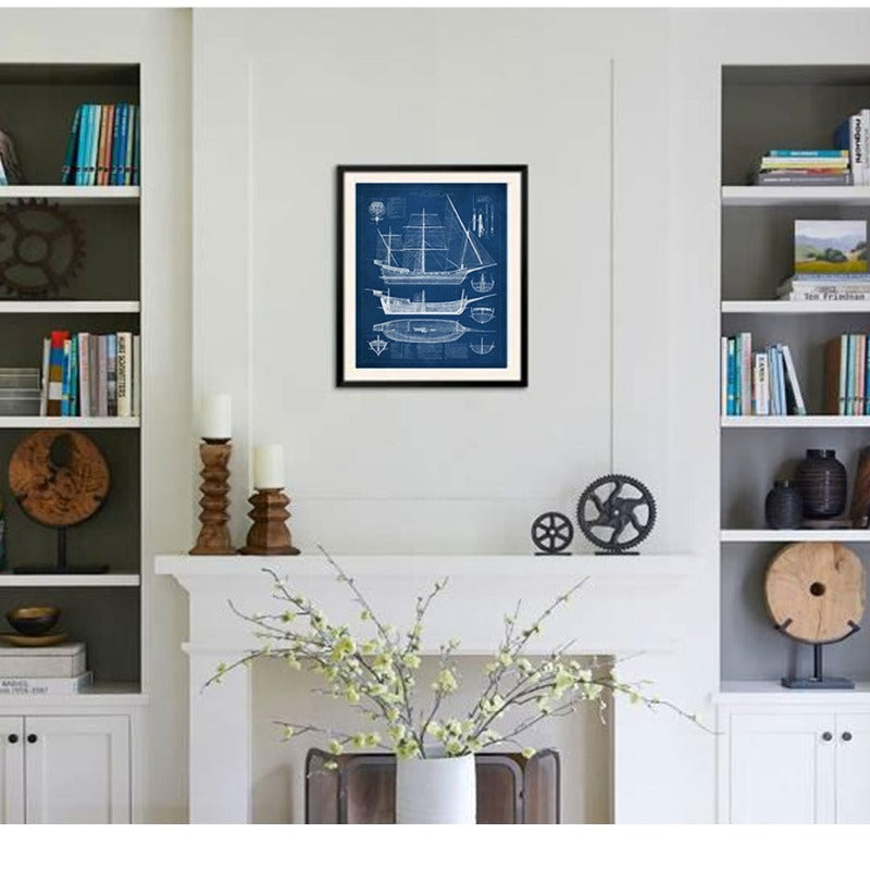 Ship Blueprint - Canvas Wall Art Painting | Bowlift