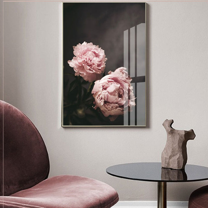 Modern Romantic Light Pink Peonies Flowers - Canvas Wall Art Painting | Bowlift