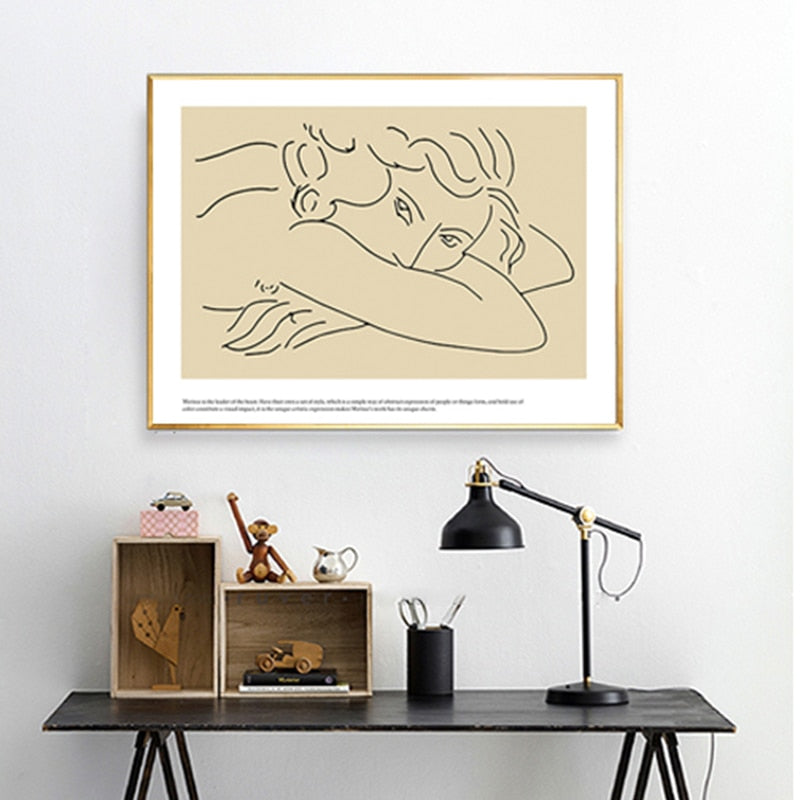 Vintage Abstract Figure Dove Minimalist - Canvas Wall Art Painting | Bowlift