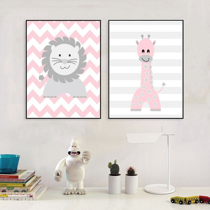 Cute Cartoon Animals - Canvas Wall Art Painting | Bowlift