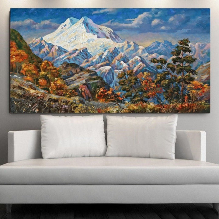 Mountain Autumn Landscape In Bright Tones - Canvas Wall Art Painting | Bowlift
