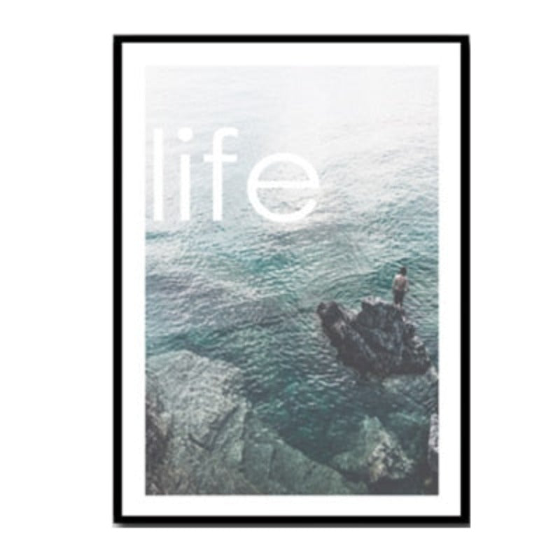 Modern Wave Coastal Palm Tree Seascape - Canvas Wall Art Painting | Bowlift
