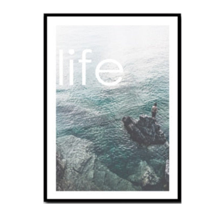 Modern Wave Coastal Palm Tree Seascape - Canvas Wall Art Painting | Bowlift