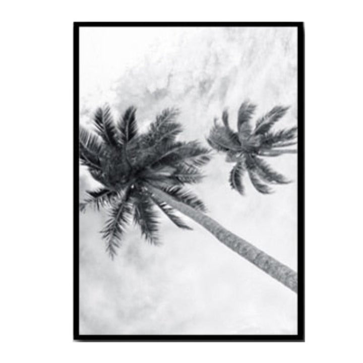 Modern Wave Coastal Palm Tree Seascape - Canvas Wall Art Painting | Bowlift