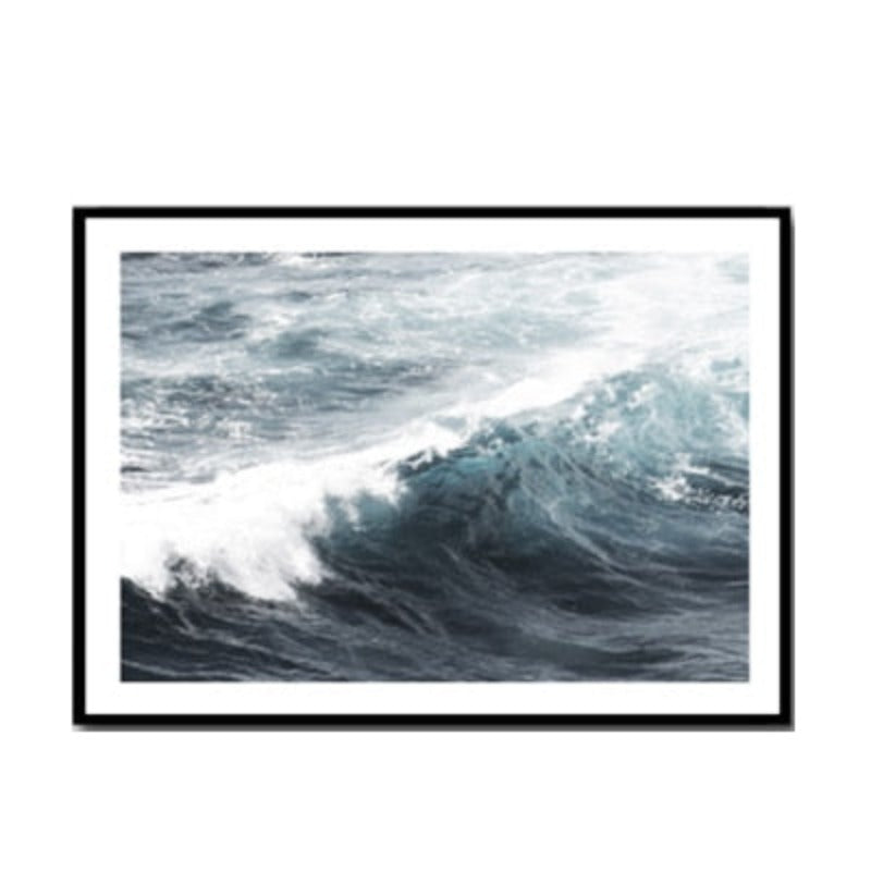 Modern Wave Coastal Palm Tree Seascape - Canvas Wall Art Painting | Bowlift