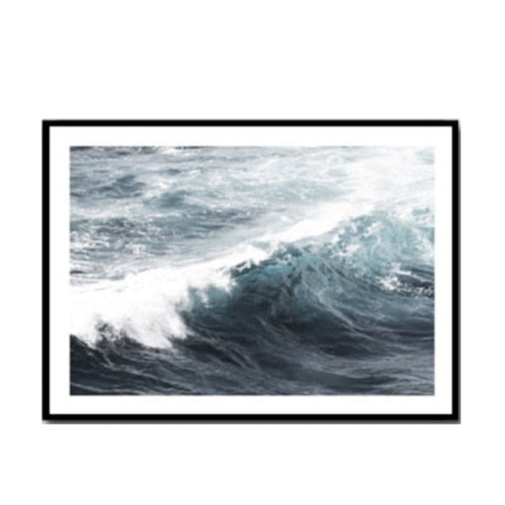 Modern Wave Coastal Palm Tree Seascape - Canvas Wall Art Painting | Bowlift
