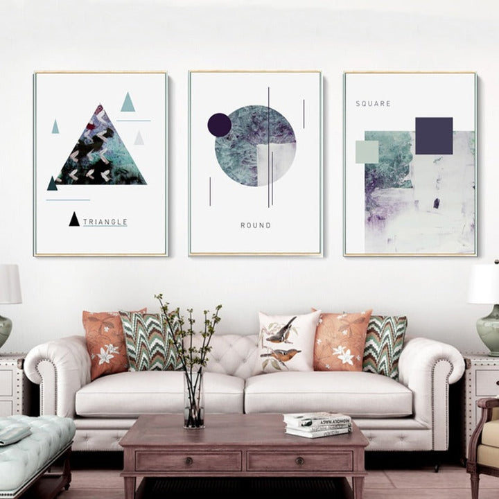 Geometric Nordic Shapes - Canvas Wall Art Painting | Bowlift