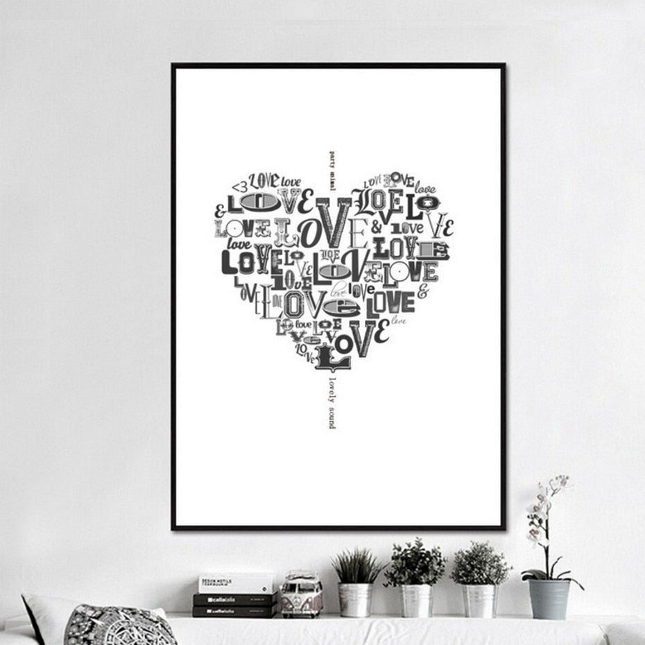 Love Heart Wine Prints Kitchen Posters - Canvas Wall Art Painting | Bowlift