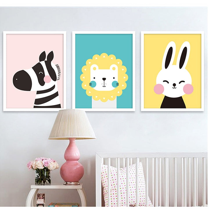 Modern Cartoon Animals Canvas Paintings - Canvas Wall Art Painting | Bowlift