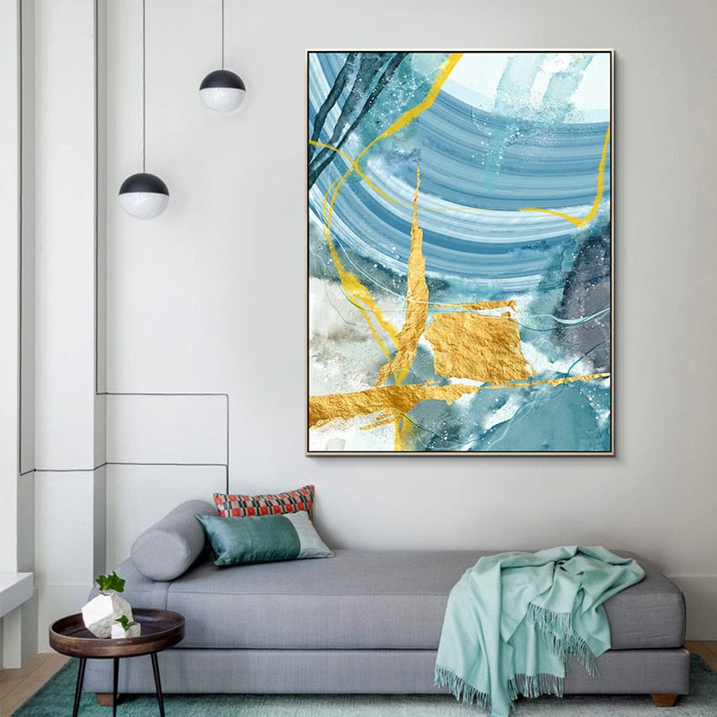 Blue Prints Poster - Canvas Wall Art Painting | Bowlift