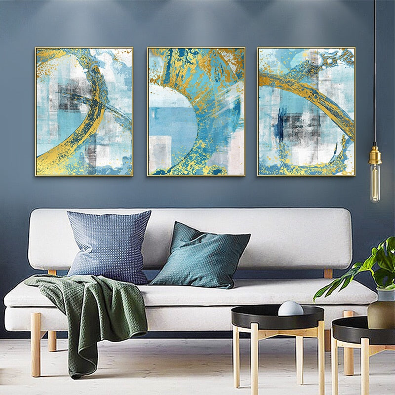 Blue Prints Poster - Canvas Wall Art Painting | Bowlift
