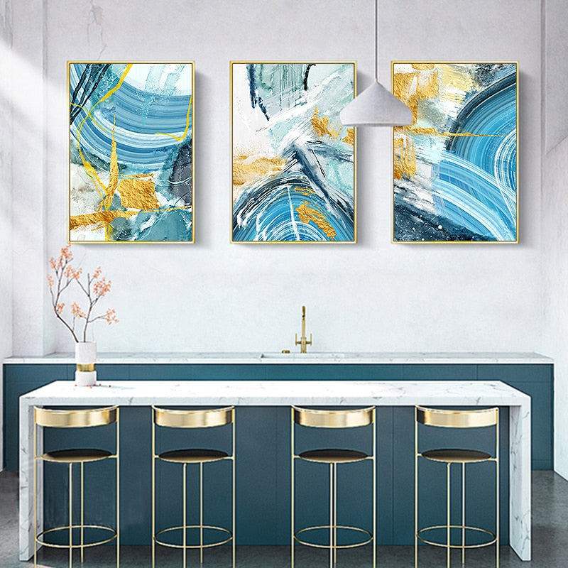 Blue Prints Poster - Canvas Wall Art Painting | Bowlift