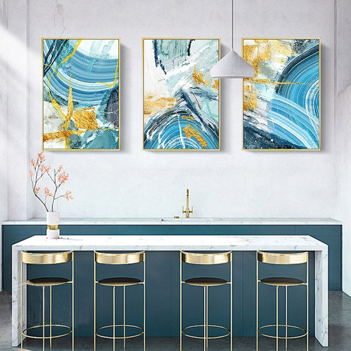Blue Prints Poster - Canvas Wall Art Painting | Bowlift
