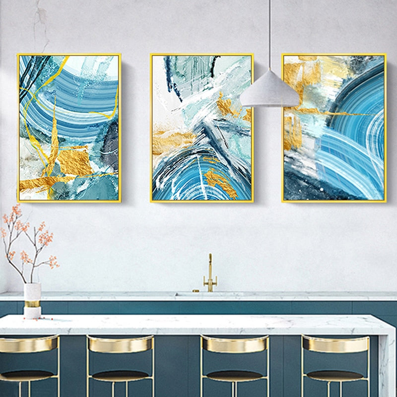 Blue Prints Poster - Canvas Wall Art Painting | Bowlift