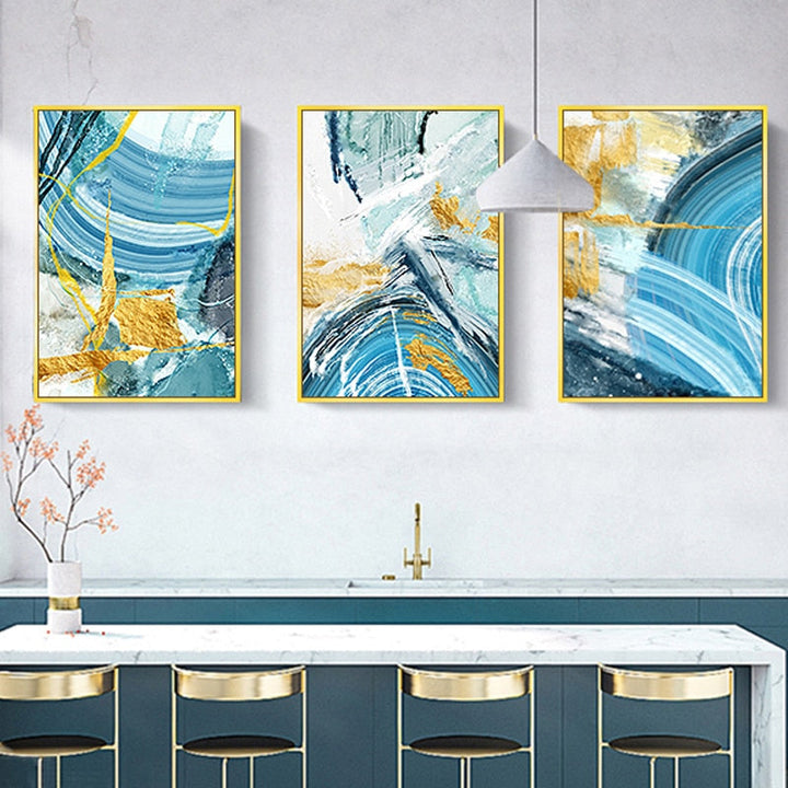Blue Prints Poster - Canvas Wall Art Painting | Bowlift