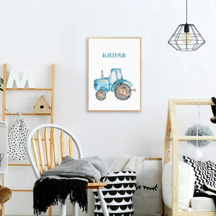Personalized Name Tractor Boys - Canvas Wall Art Painting | Bowlift