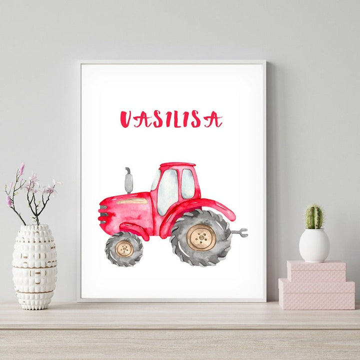Personalized Name Tractor Boys - Canvas Wall Art Painting | Bowlift