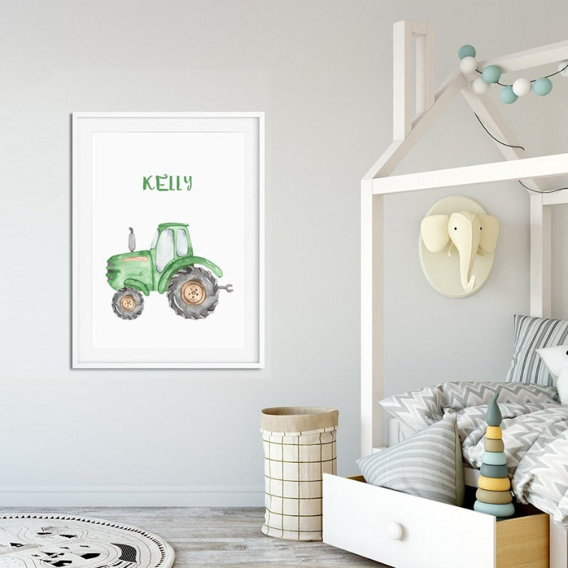 Personalized Name Tractor Boys - Canvas Wall Art Painting | Bowlift