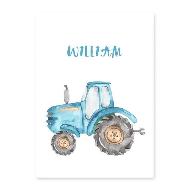 Personalized Name Tractor Boys - Canvas Wall Art Painting | Bowlift