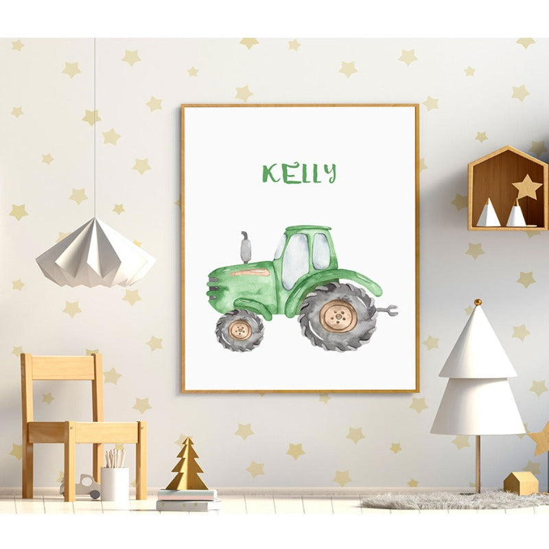 Personalized Name Tractor Boys - Canvas Wall Art Painting | Bowlift
