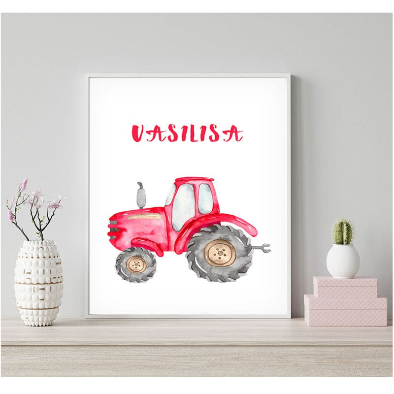 Personalized Name Tractor Boys - Canvas Wall Art Painting | Bowlift