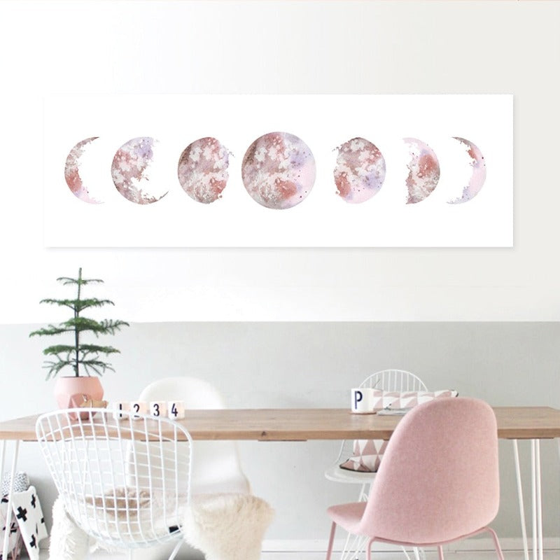 Modern Space Various Moon Phases Prints  - Canvas Wall Art Painting | Bowlift