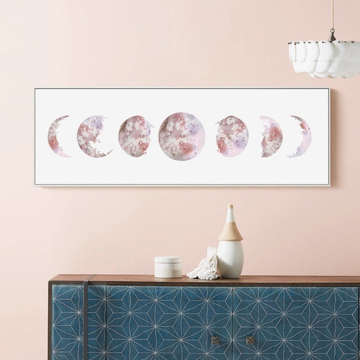 Modern Space Various Moon phases Isolated - Canvas Wall Art Painting | Bowlift