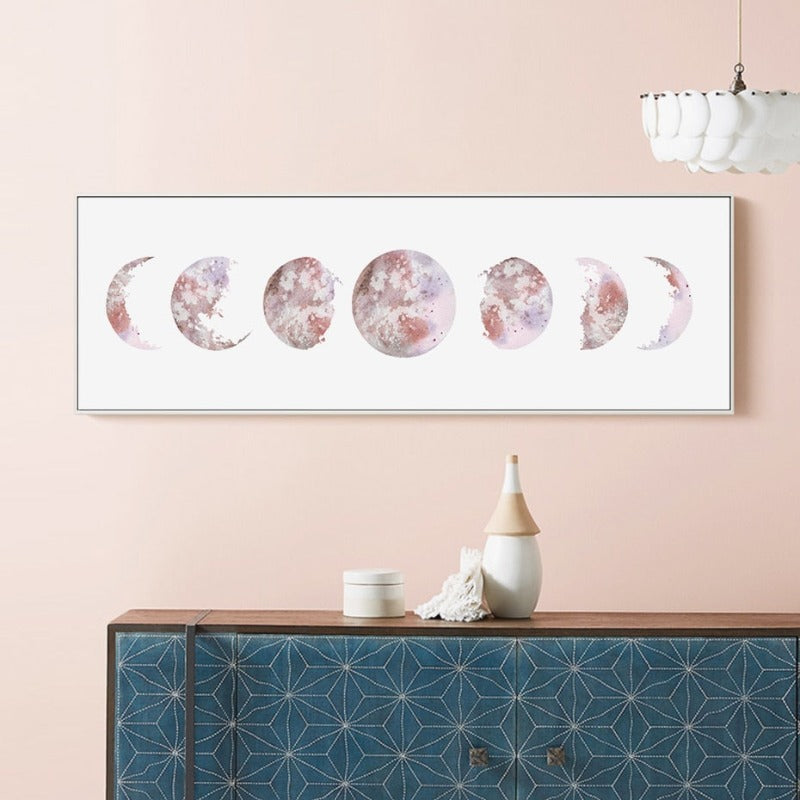 Modern Space Various Moon Phases Prints  - Canvas Wall Art Painting | Bowlift