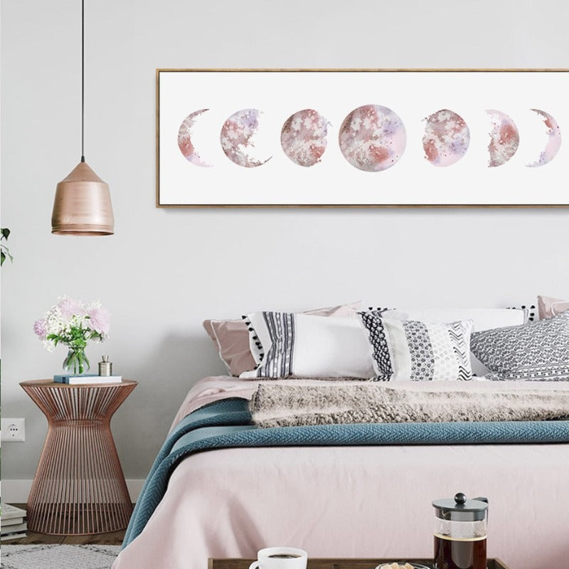 Modern Space Various Moon phases Isolated - Canvas Wall Art Painting | Bowlift
