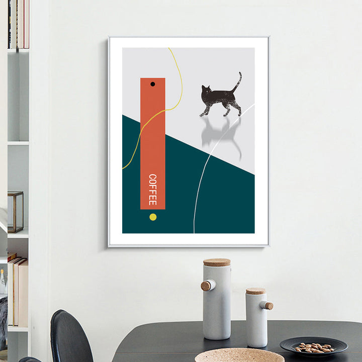 Cat Drink Coffee-Canvas Wall Art Painting | Bowlift