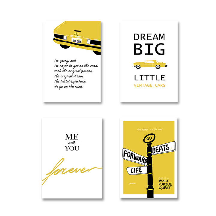 Modern Yellow Dream Letters Prints Poster  - Canvas Wall Art Painting | Bowlift
