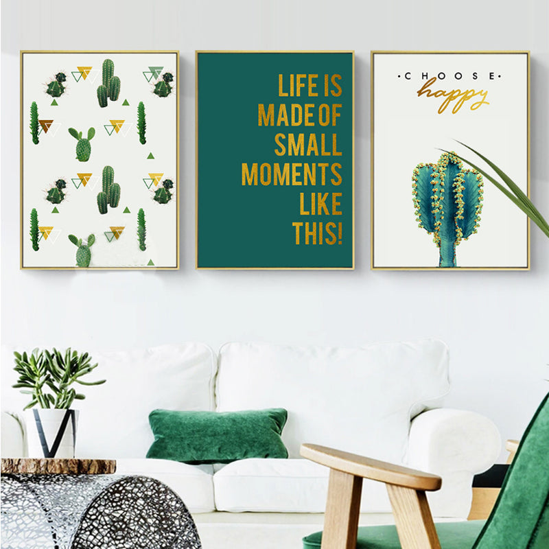 Life Quote Cactus  - Canvas Wall Art Painting | Bowlift