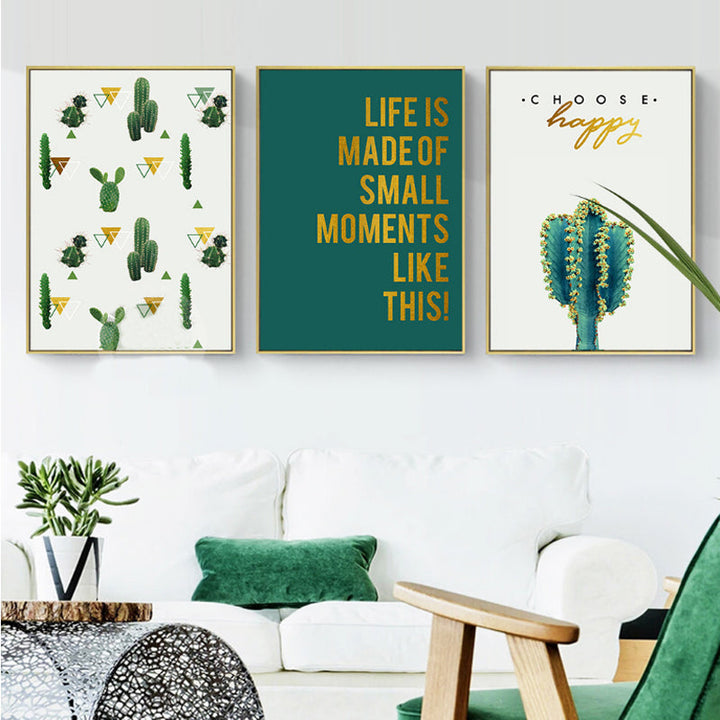 Life Quote Cactus  - Canvas Wall Art Painting | Bowlift