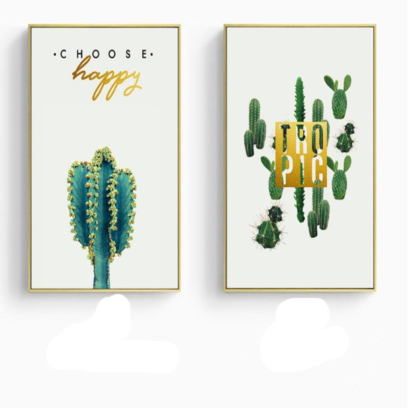 Life Quote Cactus  - Canvas Wall Art Painting | Bowlift