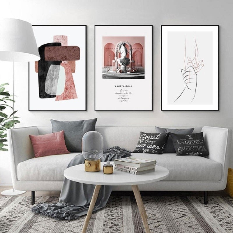 Vintage Geometric Abstract Marble - Canvas Wall Art Painting | Bowlift